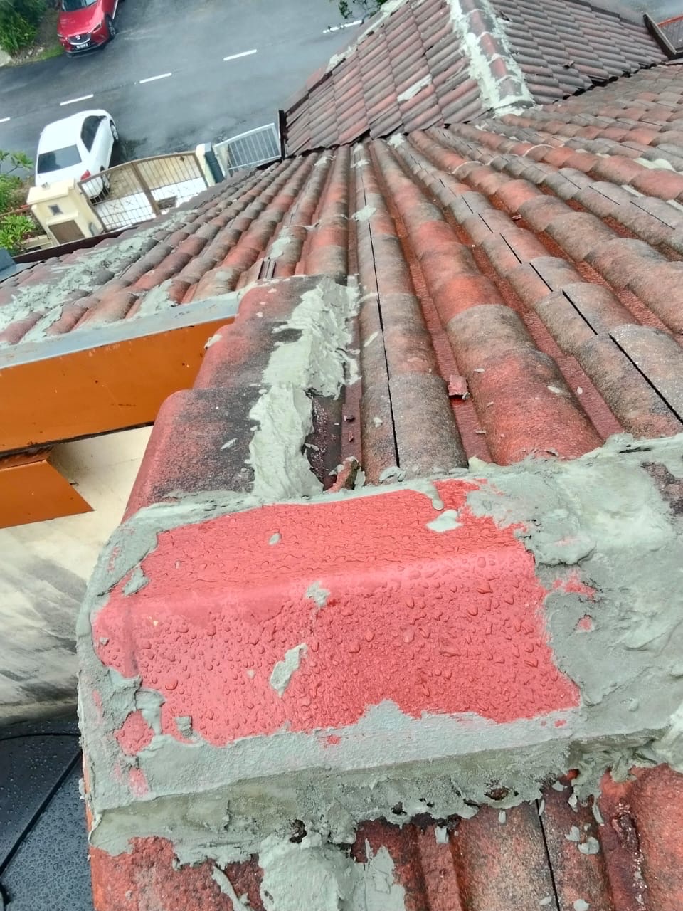 Roof ridge waterproofing work